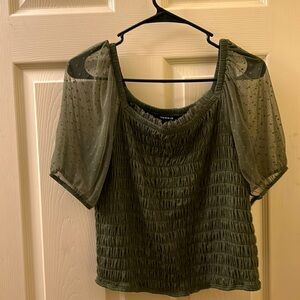 Torrid Dot Mesh Smocked Top